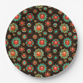 Prato De Papel Padrões Étnicos Sem Costura