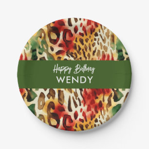 Prato De Papel Padrões Impressão de Peles de Safari Coloridos