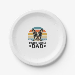 Prato De Papel Pai do Boston Terrier Design Vintage Amante de Cãe