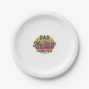 Prato De Papel Pai Meu Herói Para Sempre Camisa Retro Vintage Des