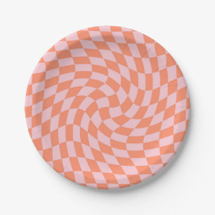 Prato De Papel Painel de Controlo de Pêssego do Pastel Retroativo