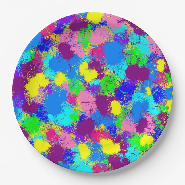 Prato De Papel Paint Splatter (Frente)