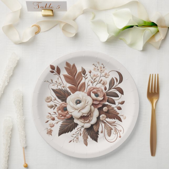 Prato De Papel País Elegante Moderno Ocidental- Floral (Casamento)