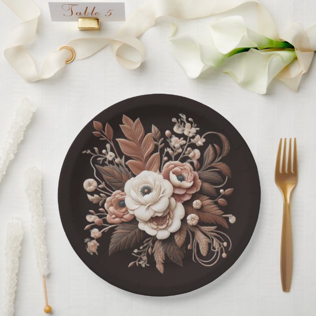 Prato De Papel País Elegante Moderno Ocidental- Floral (Casamento)