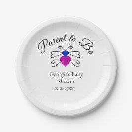 Prato De Papel Pais para ser o texto azul cor-de-rosa da abelha d
