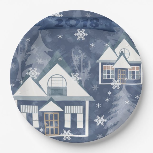 Prato De Papel Paisagem de inverno (Frente)