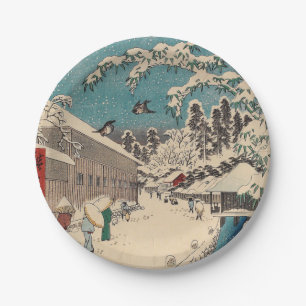 Prato De Papel paisagem de inverno de Hiroshige japão ukiyo-e ant