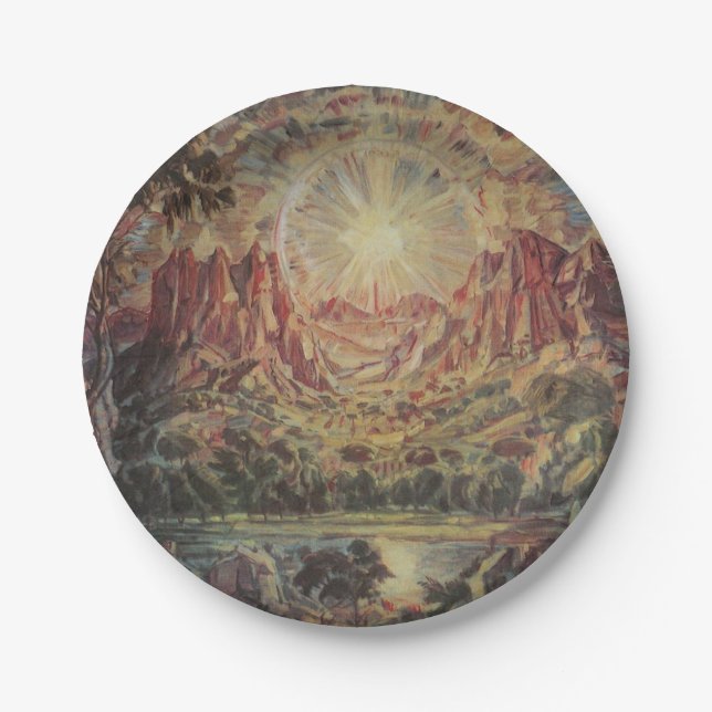 Prato De Papel Paisagem de montanha (por Konstantin Bogaevsky) (Frente)
