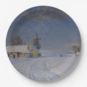 Prato De Papel Paisagem de neve no inverno (por H.A. Brendekilde)