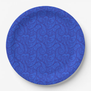 Prato De Papel Paisley azul