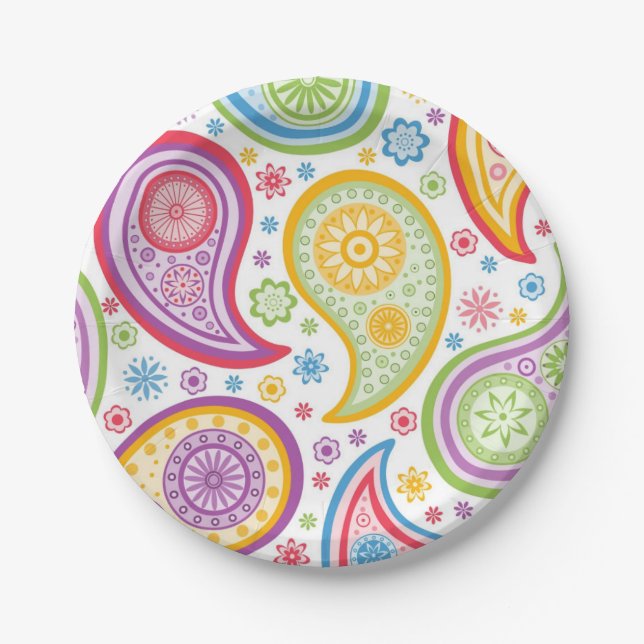 Prato De Papel Paisley Heaven Colorors Party Plates (Frente)