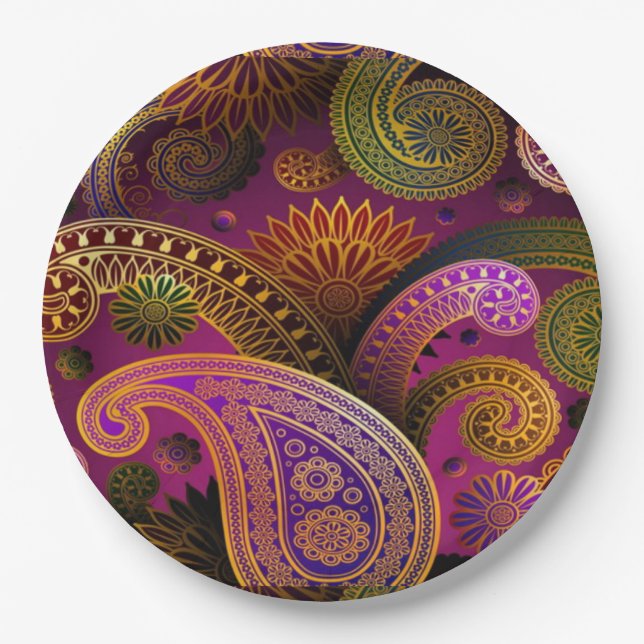 Prato De Papel Paisley Purple (Frente)