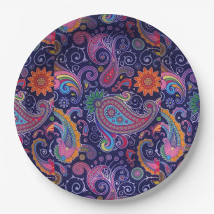 Prato De Papel Paisley roxo rosa