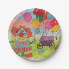 Prato De Papel Palhaço Engraçado com Balões