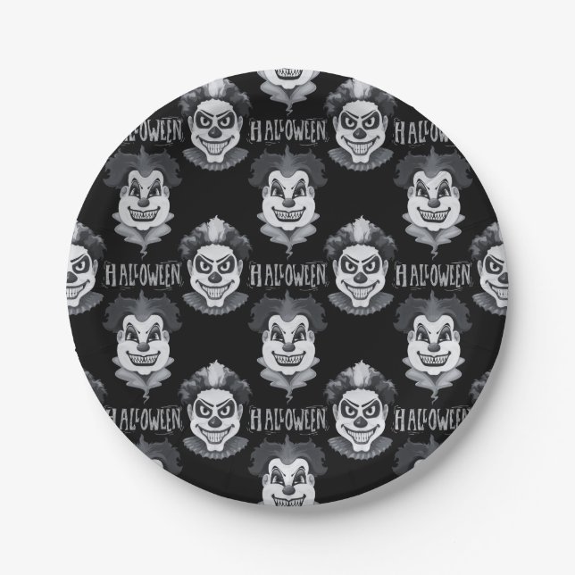 Prato De Papel Palhaços Assustadores Festa de Halloween Spooky (Frente)