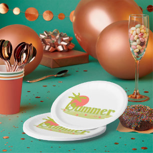 Prato De Papel Palm Tree Summer com Sun e Beach