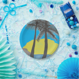 Prato De Papel Palm Tree Sunrise Silhouket