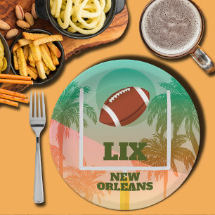 Prato De Papel Palm Trees e Partido de Futebol