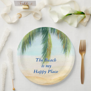 Prato De Papel Palmeira em um dia ensolarado na praia