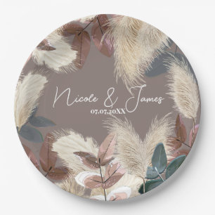 Prato De Papel Pampas Grass & Leaves Terthy Bohemian Casamento