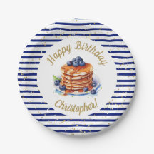 Pancakes e Pajama - Placa de Papel de Aniversário