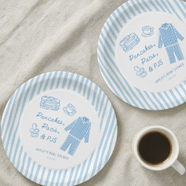 Prato De Papel Pancakes, Pacis & PJs Boy Baby Shower 