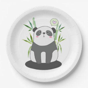 Prato De Papel Panda branca e negra em bambu