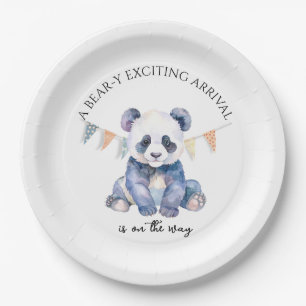 Prato De Papel Panda de bebê com aquarela com bandeiras de reabas