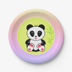 Prato De Papel Panda, desenho animado, crianças