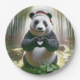 Prato De Papel Panda do Natal Formando um Coração