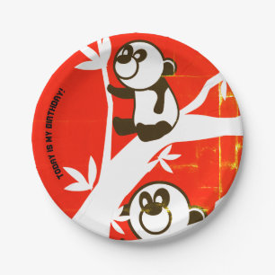 Prato De Papel Pandas de Aniversário