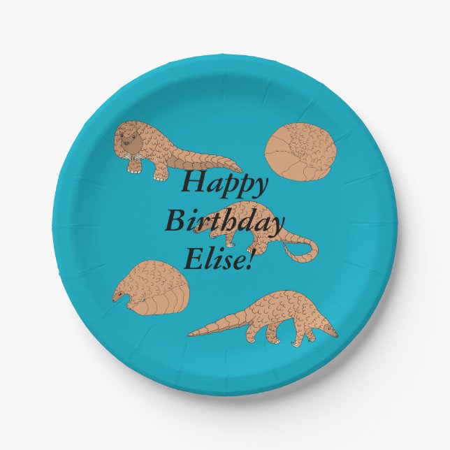 Prato De Papel Pangolins Aniversário (Frente)