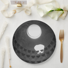 Prato De Papel Pantheon Light Skull Roma Itália Preto e Branco
