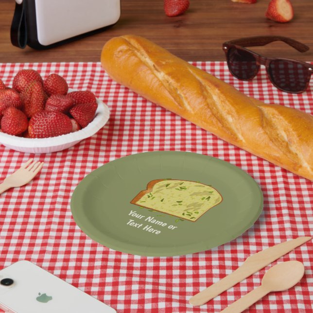 Prato De Papel Pão de alho - Pão de lado de Herby - texto próprio (Piquenique)