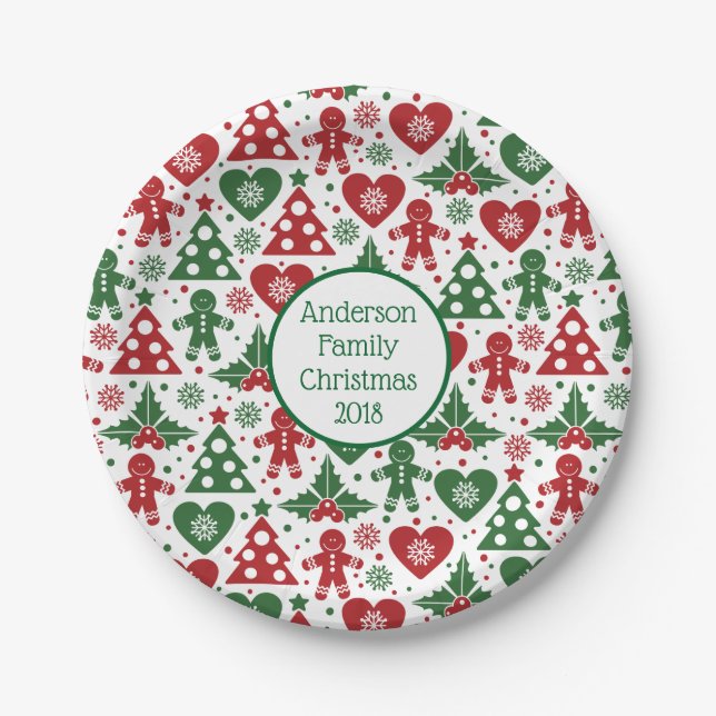 Prato De Papel Pão de Gengibre Papel de Natal (Frente)