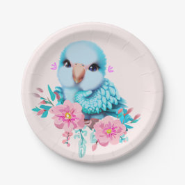 Prato De Papel Papagaio Azul, Bonito e Adorável