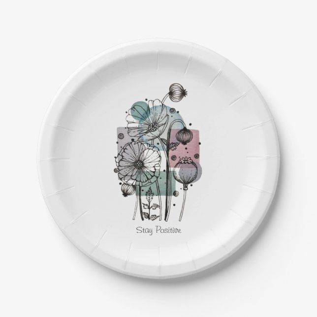 Prato De Papel Papagaios Em Tinta E Aquarela (Frente)