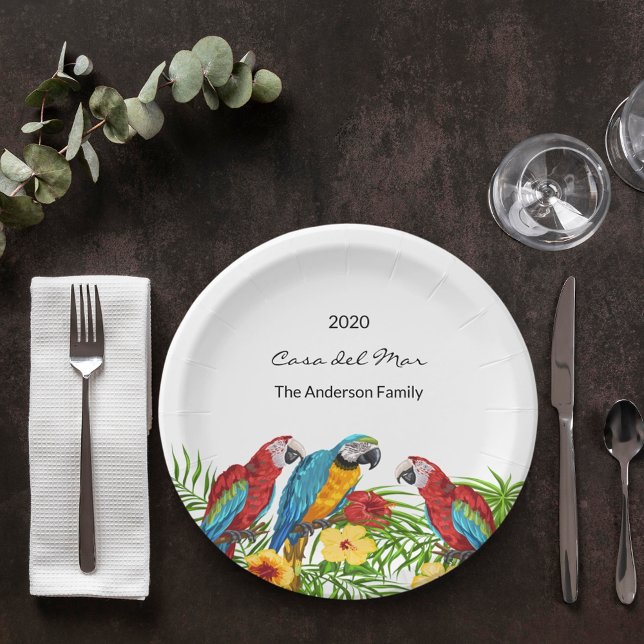 Prato De Papel Papagaios pássaros tropicais (Criador carregado)