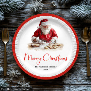 Prato De Papel Papai Noel Alegre Rústico Nome Personalizado Editá