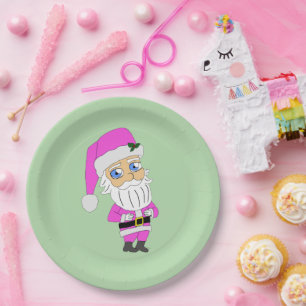 Prato De Papel Papai Noel Chibi terno rosa