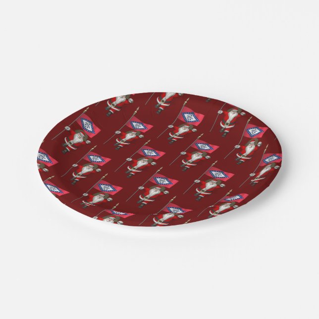 Prato De Papel Papai Noel Com Bandeira De Arkansas (Inclinado)