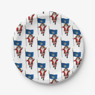 Prato De Papel Papai Noel Com Bandeira De Maine