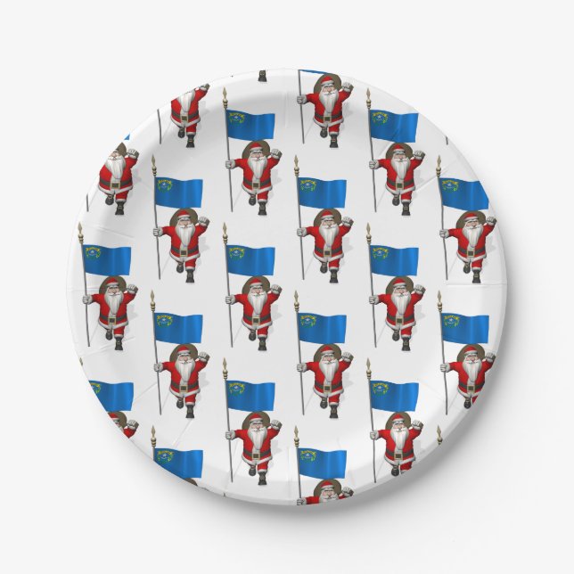 Prato De Papel Papai Noel Com Bandeira De Nevada (Frente)