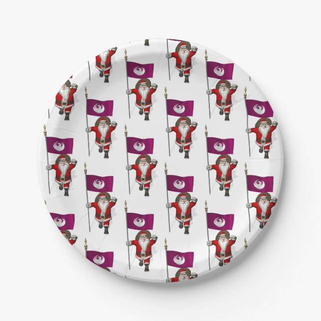 Prato De Papel Papai Noel Com Bandeira De Phoenix (Frente)