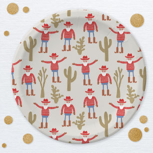 Prato De Papel Papai Noel Cowboy Natal Western