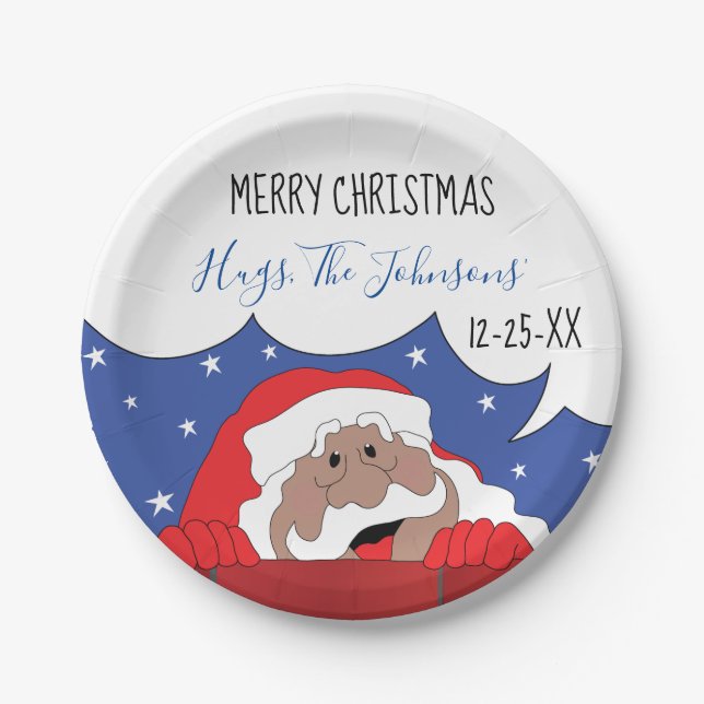 Prato De Papel Papai Noel de Natal diz (Frente)