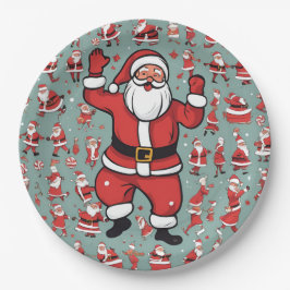 Prato De Papel Papai Noel e Elfos