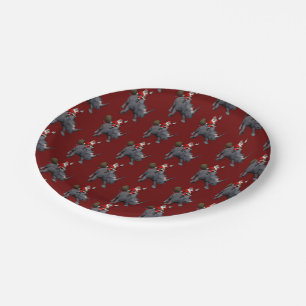 Prato De Papel Papai Noel engraçado no rinoceronte do rinoceront