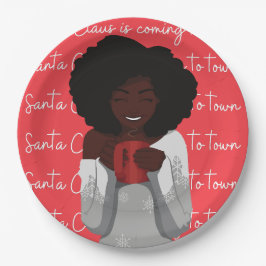 Prato De Papel Papai Noel está vindo à festa municipal
