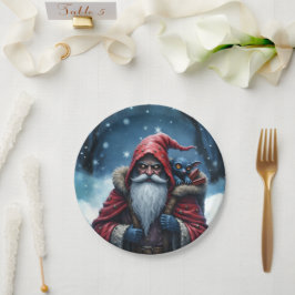 Prato De Papel Papai Noel Frostbite e seu duende travesso.